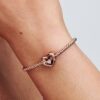 Radiant Heart & Floating Stone Charm – 14 Karat Roségold-Beschichtung