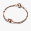 Radiant Heart & Floating Stone Charm – 14 Karat Roségold-Beschichtung