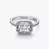 Rechteckiger funkelnder Halo-Ring aus Sterlingsilber Rechteckiger funkelnder Halo-Ring aus Sterlingsilber