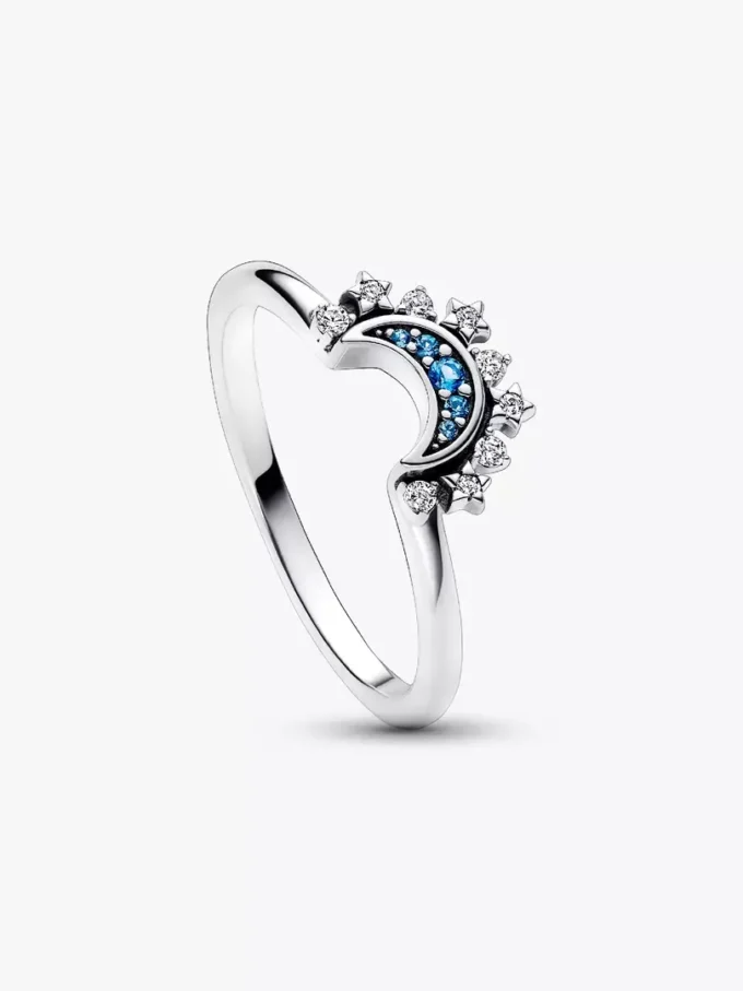 Ring „Celestial Blue Sparkling Moon“ aus Sterlingsilber Ring „Celestial Blue Sparkling Moon“ aus Sterlingsilber