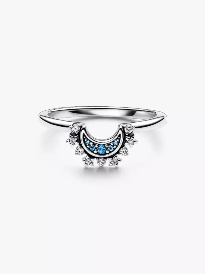 Ring „Celestial Blue Sparkling Moon“ aus Sterlingsilber Ring „Celestial Blue Sparkling Moon“ aus Sterlingsilber