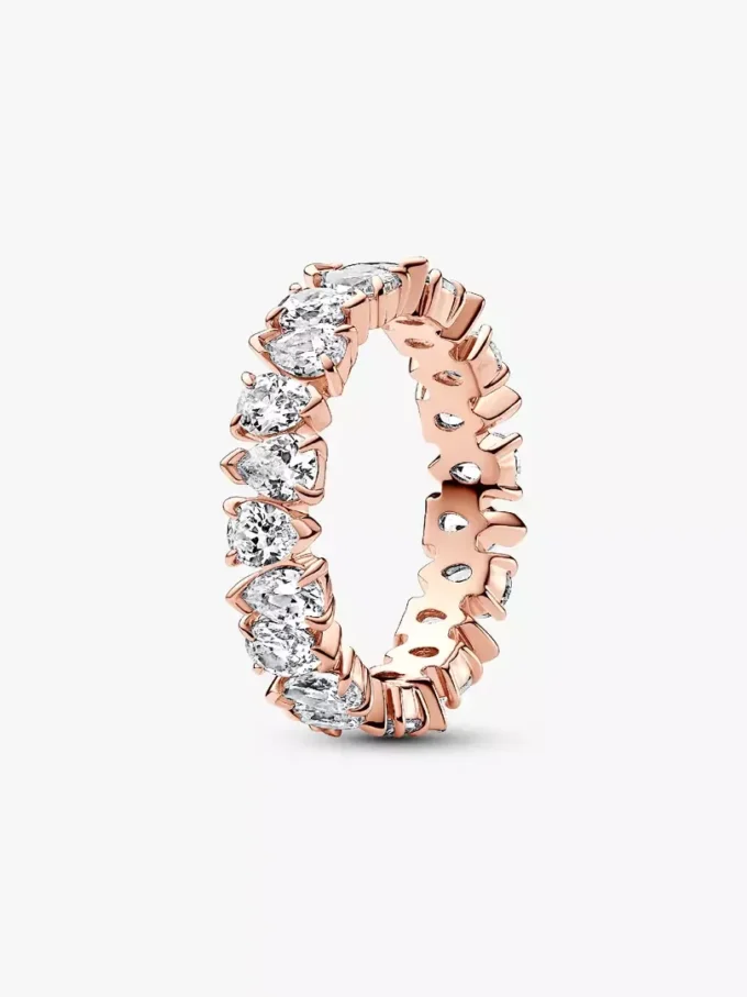 Ring mit abwechselnd funkelnden Steinen, 14 Karat Roségold-Beschichtung Ring mit abwechselnd funkelnden Steinen, 14 Karat Roségold-Beschichtung