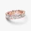 Ring mit abwechselnd funkelnden Steinen, 14 Karat Roségold-Beschichtung Ring mit abwechselnd funkelnden Steinen, 14 Karat Roségold-Beschichtung