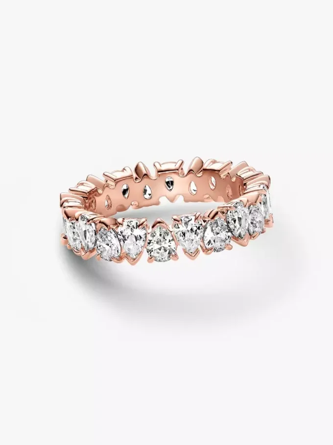 Ring mit abwechselnd funkelnden Steinen, 14 Karat Roségold-Beschichtung Ring mit abwechselnd funkelnden Steinen, 14 Karat Roségold-Beschichtung