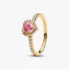 Ring mit erhabenem rosa Herz, 14-karätig vergoldet Ring mit erhabenem rosa Herz, 14-karätig vergoldet