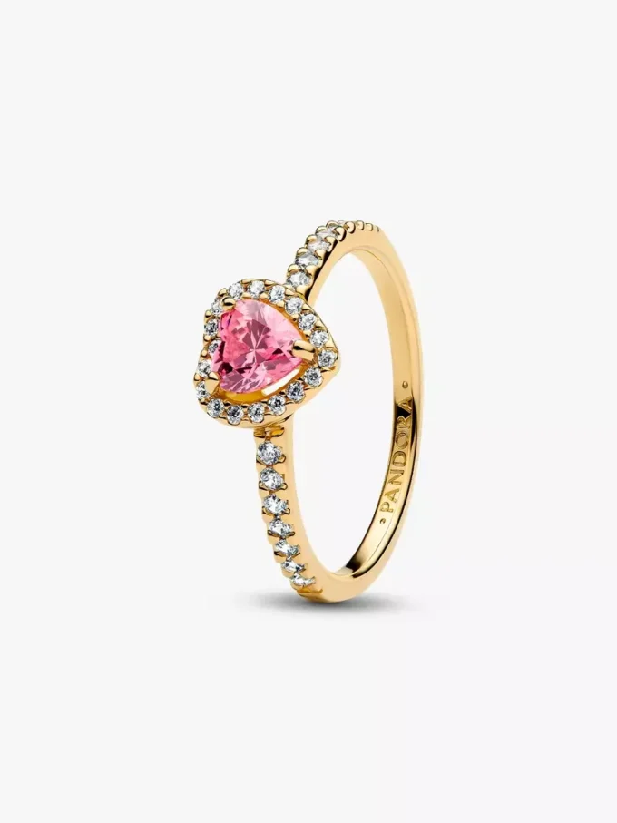 Ring mit erhabenem rosa Herz, 14-karätig vergoldet Ring mit erhabenem rosa Herz, 14-karätig vergoldet