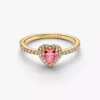 Ring mit erhabenem rosa Herz, 14-karätig vergoldet Ring mit erhabenem rosa Herz, 14-karätig vergoldet