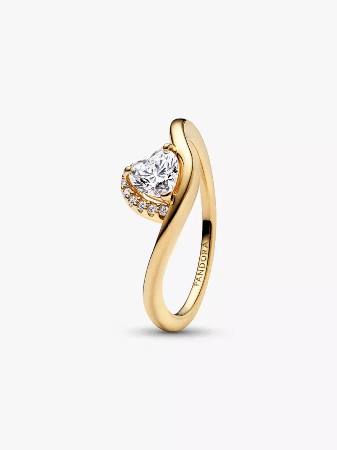 Ring mit gewelltem Herz, 14-karätige Vergoldung Ring mit gewelltem Herz, 14-karätige Vergoldung
