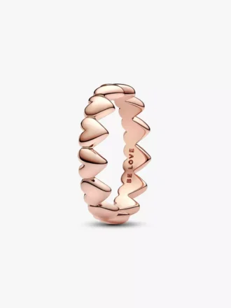 Ring mit Herzreihe, 14 Karat Roségold-Beschichtung