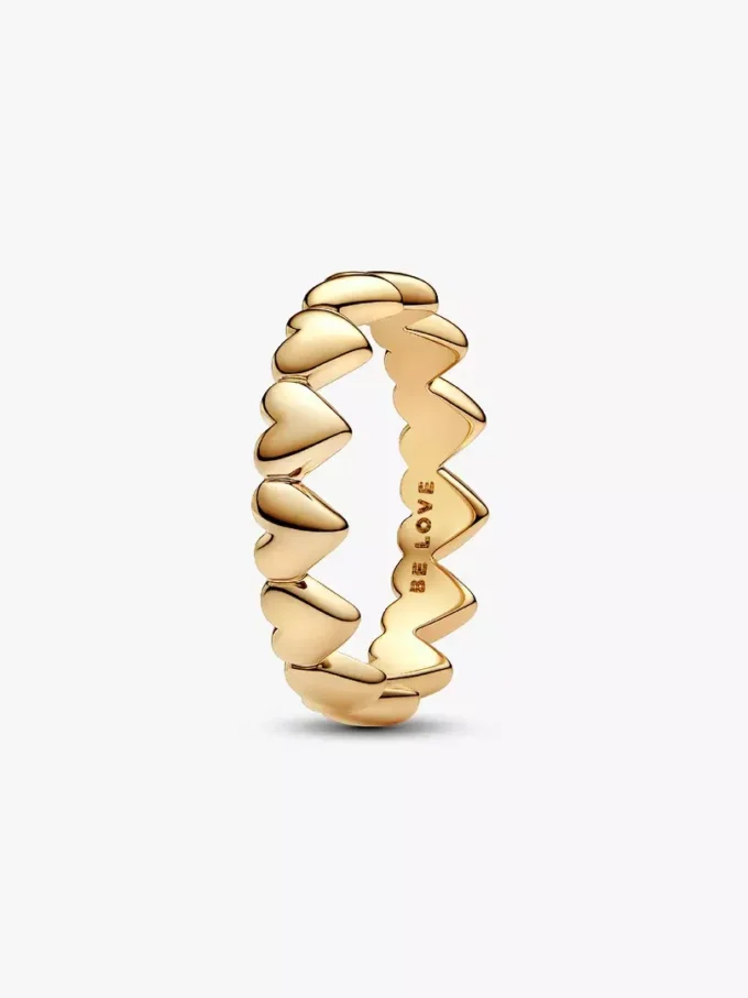 Ring mit Herzreihe, 14-karätige Vergoldung