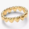Ring mit Herzreihe, 14-karätige Vergoldung