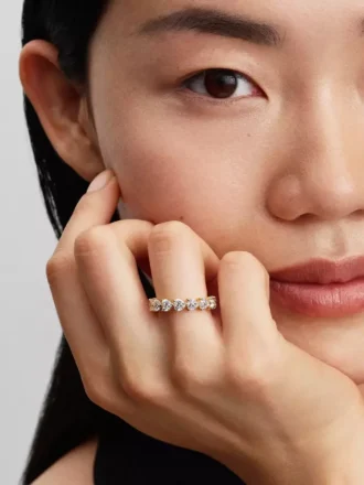 Ring mit klaren Herzen, 14-karätig vergoldet