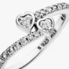Ring mit zwei funkelnden Herzen aus Sterlingsilber