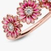 Ring „Pink Daisy Flower Trio“ – 14 Karat Roségold-Beschichtung Ring „Pink Daisy Flower Trio“ – 14 Karat Roségold-Beschichtung