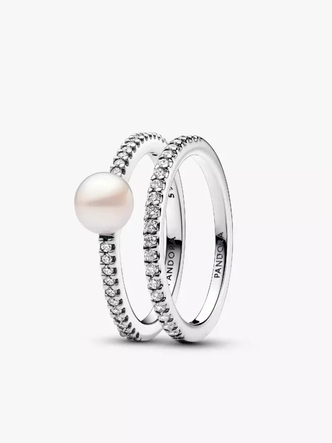 Ring-Set mit behandelten Süßwasser-Zuchtperlen, 2er-Set Ring-Set mit behandelten Süßwasser-Zuchtperlen, 2er-Set