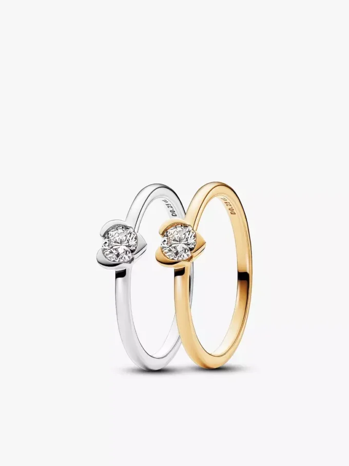 Ring-Set mit Herz aus im Labor gezüchteten Diamanten, 2er-Set Ring-Set mit Herz aus im Labor gezüchteten Diamanten, 2er-Set