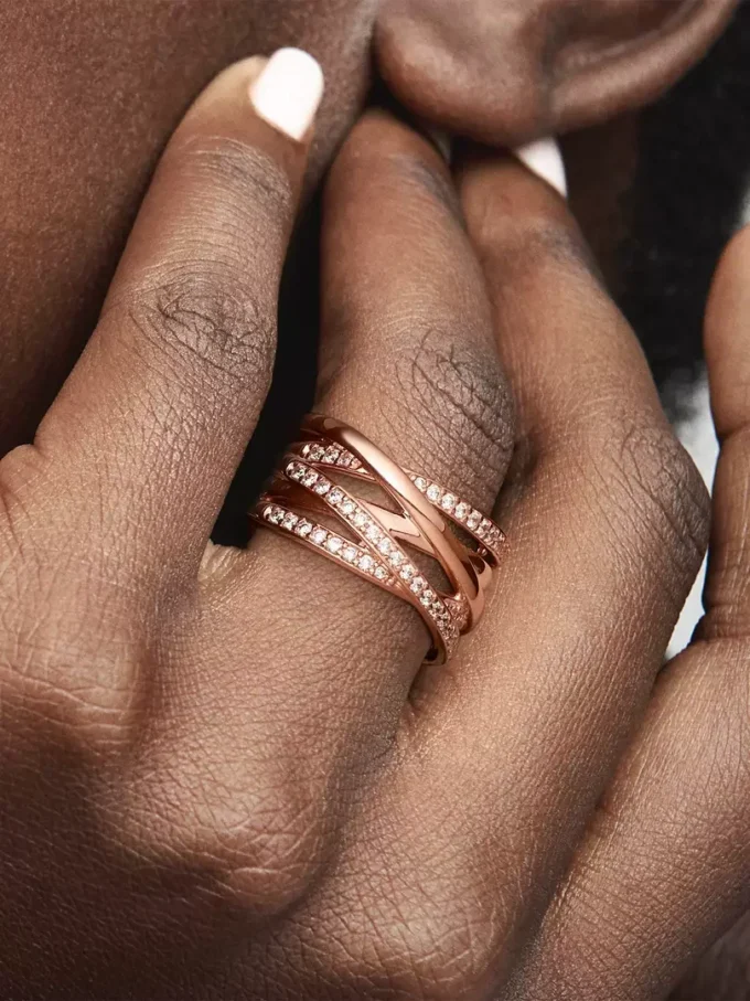 Ring „Sparkling & Polished Lines“ 14 Karat Roségold-Beschichtung Ring „Sparkling & Polished Lines“ 14 Karat Roségold-Beschichtung