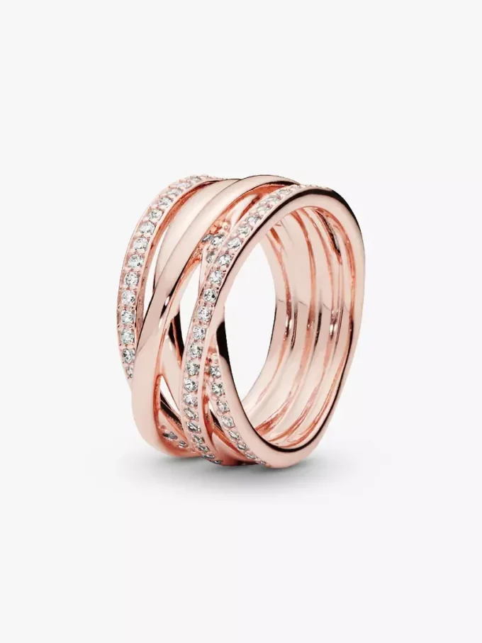 Ring „Sparkling & Polished Lines“ 14 Karat Roségold-Beschichtung Ring „Sparkling & Polished Lines“ 14 Karat Roségold-Beschichtung