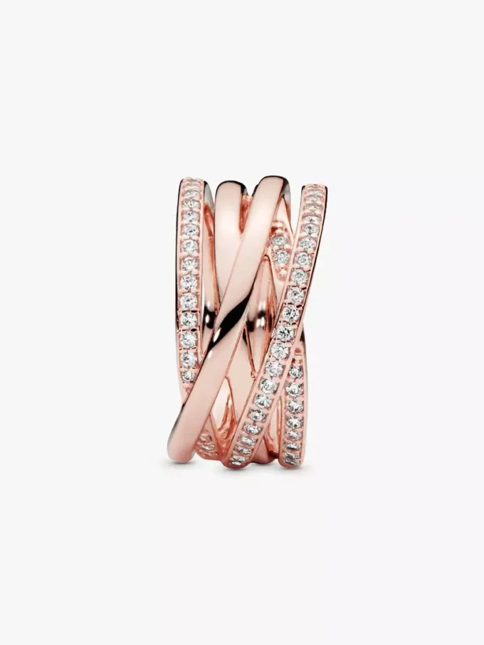 Ring „Sparkling & Polished Lines“ 14 Karat Roségold-Beschichtung Ring „Sparkling & Polished Lines“ 14 Karat Roségold-Beschichtung