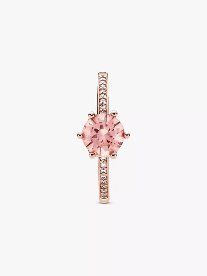 Rosa funkelnder Kronen-Solitärring, 14 Karat Roségold-Beschichtung Rosa funkelnder Kronen-Solitärring, 14 Karat Roségold-Beschichtung
