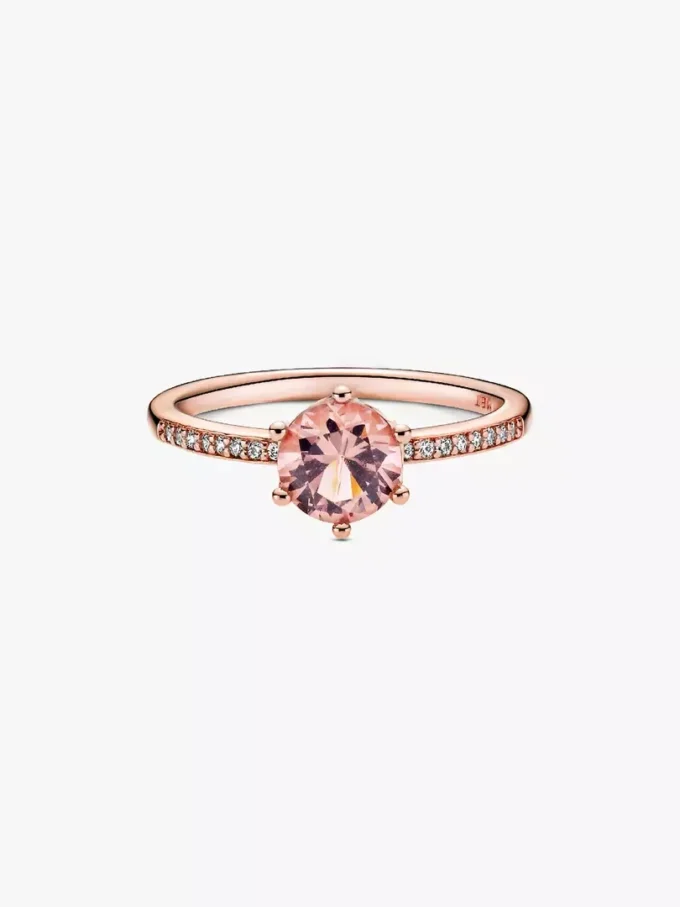 Rosa funkelnder Kronen-Solitärring, 14 Karat Roségold-Beschichtung Rosa funkelnder Kronen-Solitärring, 14 Karat Roségold-Beschichtung