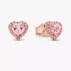 Rosa Herz-Ohrringe mit erhabener Form, 14 Karat Roségold-Beschichtung Rosa Herz-Ohrringe mit erhabener Form, 14 Karat Roségold-Beschichtung