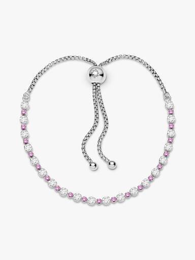 Rosa & klares Glitzer-Schiebearmband – Sterlingsilber Rosa & klares Glitzer-Schiebearmband – Sterlingsilber