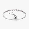 Rosa & klares Glitzer-Schiebearmband – Sterlingsilber Rosa & klares Glitzer-Schiebearmband – Sterlingsilber