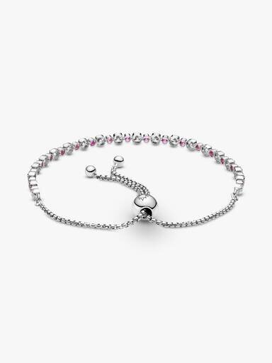 Rosa & klares Glitzer-Schiebearmband – Sterlingsilber Rosa & klares Glitzer-Schiebearmband – Sterlingsilber