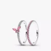 Rosa Schmetterlingsring-Set, 2er-Set Rosa Schmetterlingsring-Set, 2er-Set