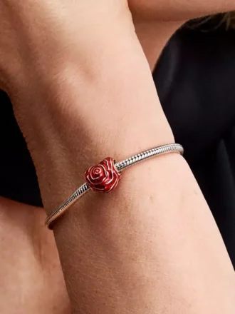 Rose Heart Charm aus Sterlingsilber