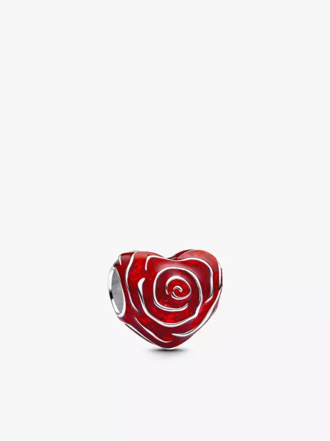 Rose Heart Charm aus Sterlingsilber