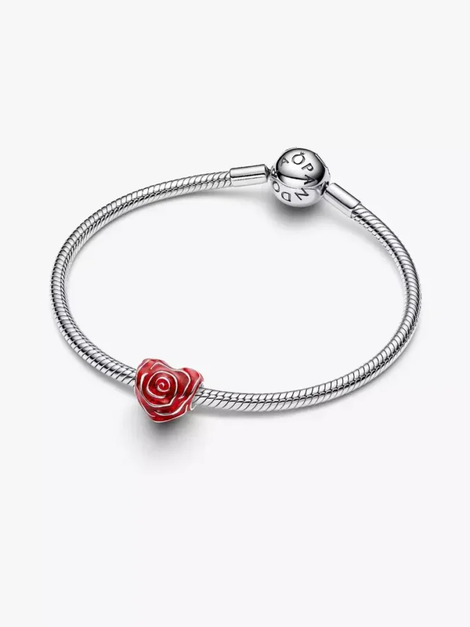 Rose Heart Charm aus Sterlingsilber