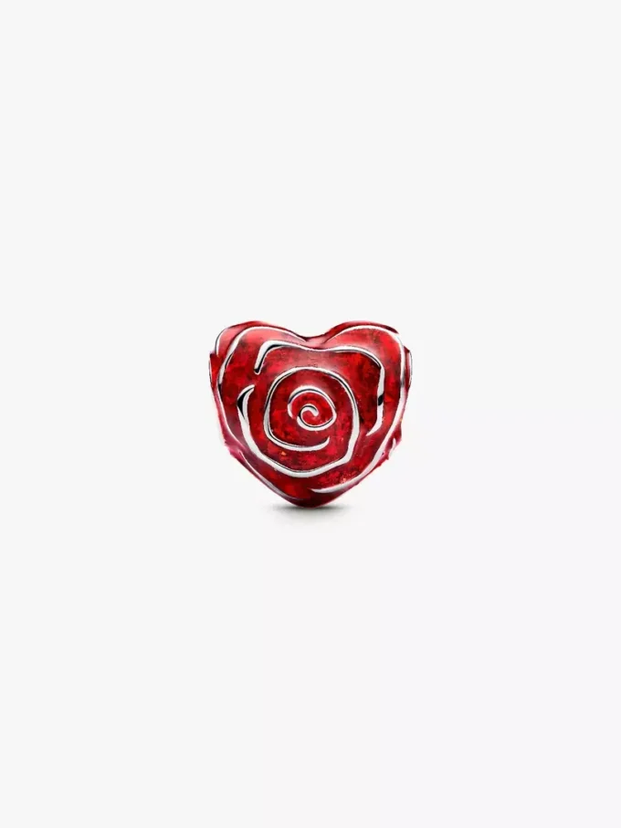 Rose Heart Charm aus Sterlingsilber