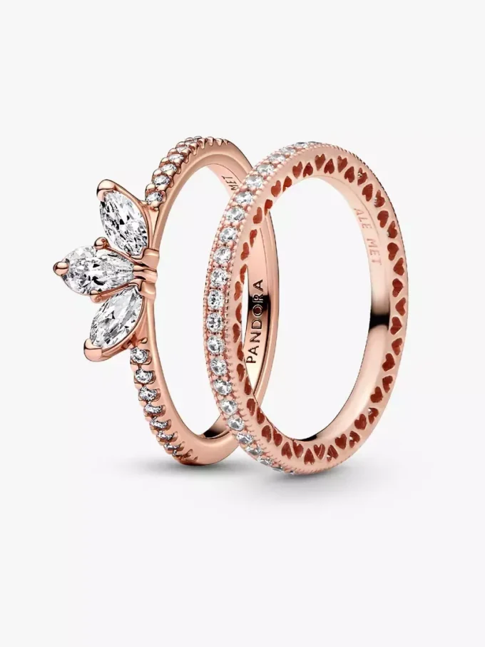 Roségold-Tiara-Ring-Set in Tropfenform, 2er-Set Roségold-Tiara-Ring-Set in Tropfenform, 2er-Set