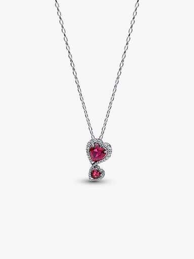 Rote Halo Hearts-Anhänger-Halskette – Sterlingsilber Rote Halo Hearts-Anhänger-Halskette – Sterlingsilber