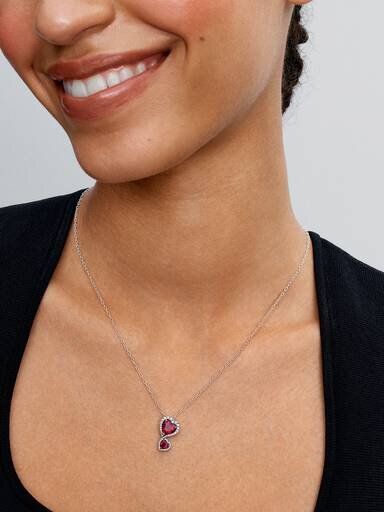 Rote Halo Hearts-Anhänger-Halskette – Sterlingsilber Rote Halo Hearts-Anhänger-Halskette – Sterlingsilber