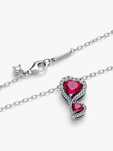 Rote Halo Hearts-Anhänger-Halskette – Sterlingsilber Rote Halo Hearts-Anhänger-Halskette – Sterlingsilber