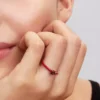 Roter Chakra-Herzring aus Sterlingsilber