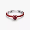 Roter Chakra-Herzring aus Sterlingsilber