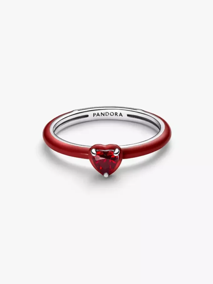 Roter Chakra-Herzring aus Sterlingsilber