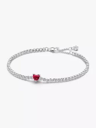 Rotes funkelndes Herz-Tennis-Schmuckset, 4-teilig