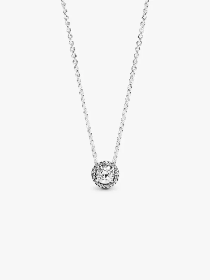 Runde Halo-Halskette aus Sterlingsilber