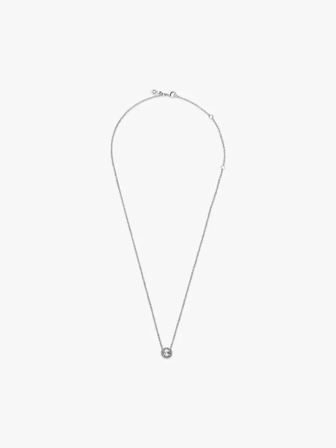 Runde Halo-Halskette aus Sterlingsilber