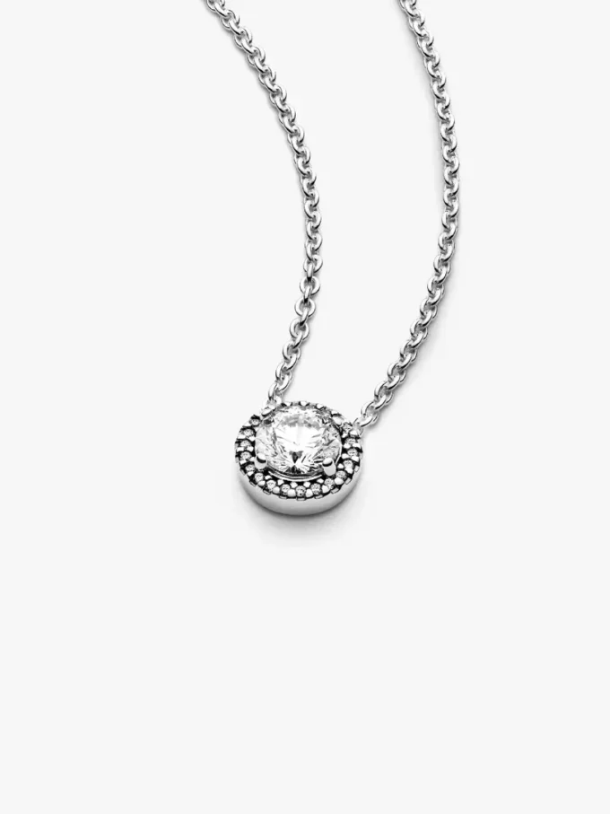 Runde Halo-Halskette aus Sterlingsilber