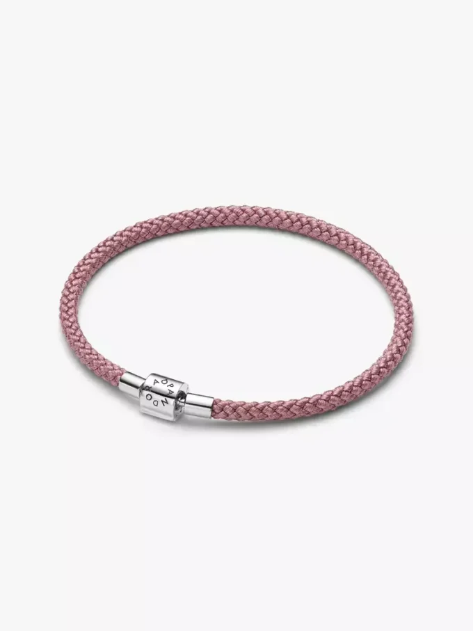 Schimmerndes rosa Kordelarmband aus Sterlingsilber Schimmerndes rosa Kordelarmband aus Sterlingsilber