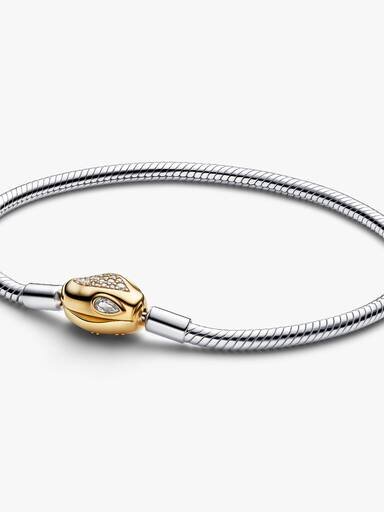 Schlangenverschluss- und Kettenarmband – Sterlingsilber, 14-karätig vergoldet Schlangenverschluss- und Kettenarmband – Sterlingsilber, 14-karätig vergoldet