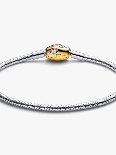 Schlangenverschluss- und Kettenarmband – Sterlingsilber, 14-karätig vergoldet Schlangenverschluss- und Kettenarmband – Sterlingsilber, 14-karätig vergoldet