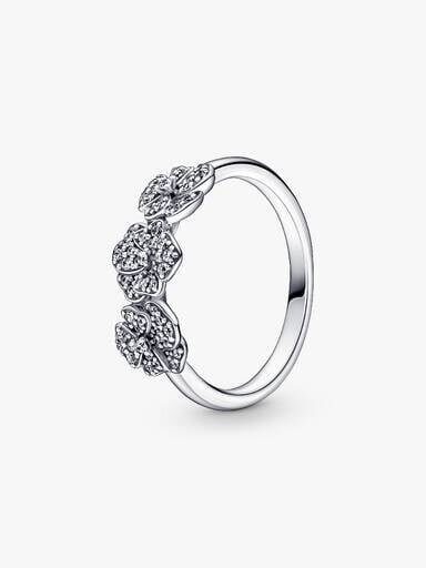 SCHLUSSSALE – Dreifacher Stiefmütterchen-Blumenring – Sterlingsilber SCHLUSSSALE – Dreifacher Stiefmütterchen-Blumenring – Sterlingsilber