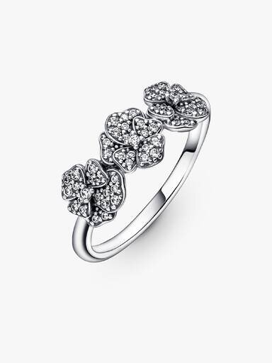 SCHLUSSSALE – Dreifacher Stiefmütterchen-Blumenring – Sterlingsilber SCHLUSSSALE – Dreifacher Stiefmütterchen-Blumenring – Sterlingsilber
